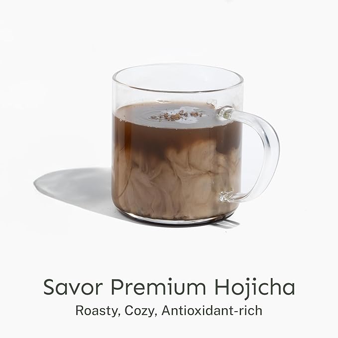 Yu Tea Organic Hojicha Green Tea Powder, 30 Instant Packets | Rich in Antioxidants & EGCG | Pure Japanese Roasted Green Tea | Low Caffeine & Unsweetened Matcha Alternative | Single Serve Sticks