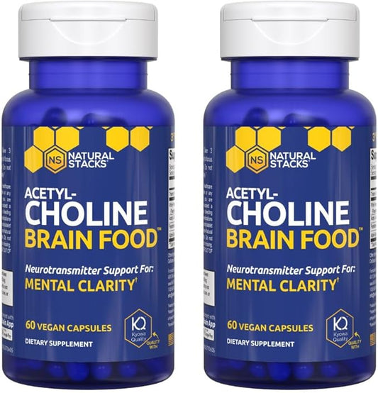 Acetylcholine Brain Food - Acetyl L-Carnitine & Alpha GPC Supplement - Supports Production of Acetylcholine - Neurotransmitter Supplement for Cognitive Function - 120 Capsules