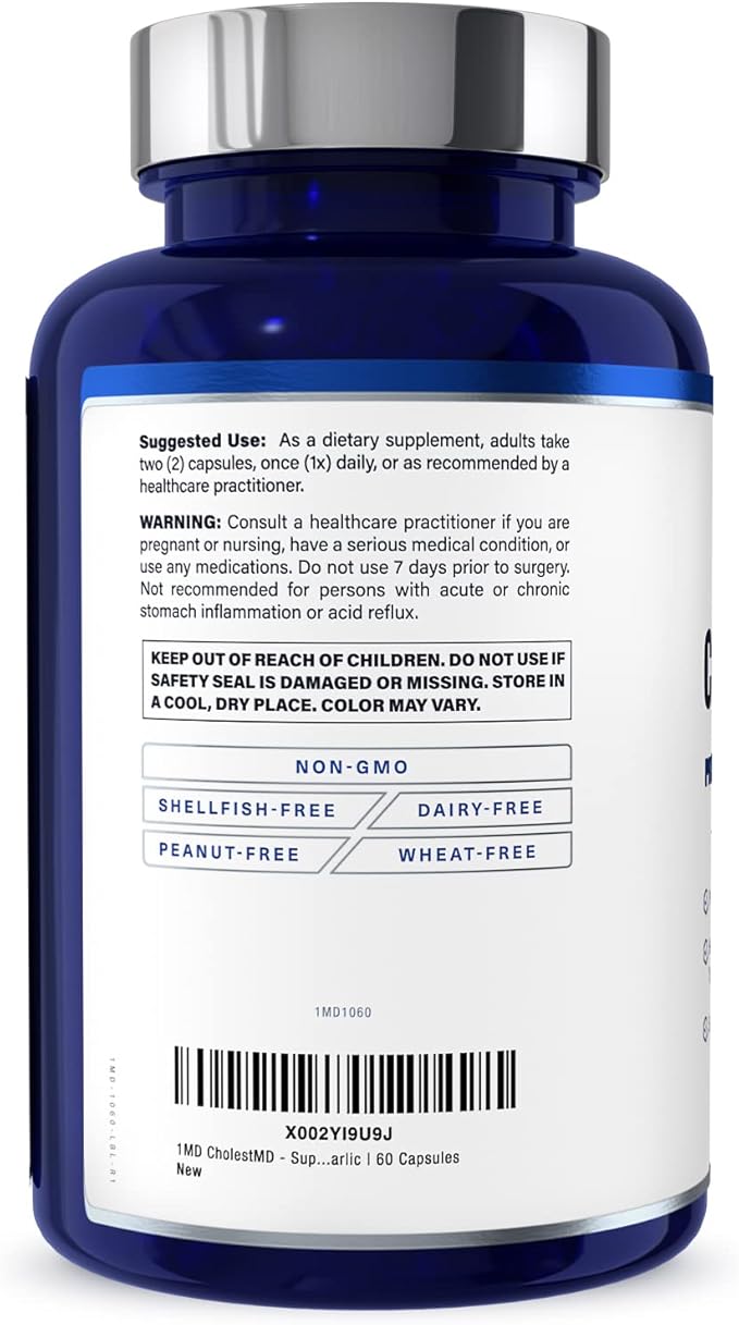 1MD Nutrition CholestMD with Olive Leaf Extract, Bergavit, Niacin, Garlic | 120 Capsules (2-Pack)