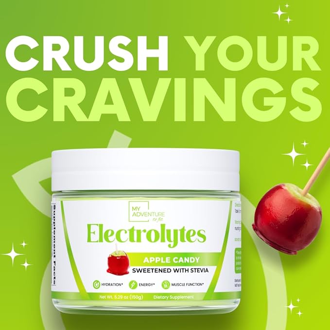 Zero Sugar - Apple Candy Electrolytes Powder - Refreshing Hydration - Caffeine Free Energy with All Natural Ingredients - Vegan, Keto, and Paleo - Sugar Free Electrolytes Drink Mix - with 30 Servings
