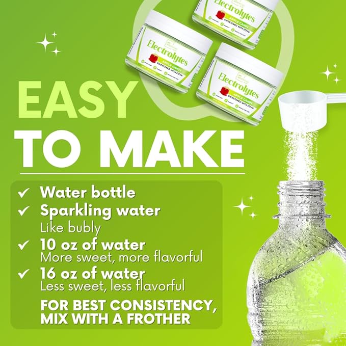 Zero Sugar - Apple Candy Electrolytes Powder - Refreshing Hydration - Caffeine Free Energy with All Natural Ingredients - Vegan, Keto, and Paleo - Sugar Free Electrolytes Drink Mix - with 30 Servings