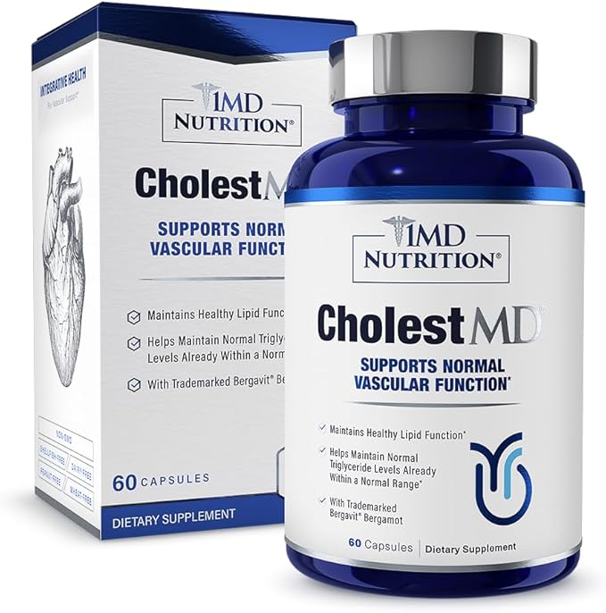 1MD Nutrition CholestMD with Olive Leaf Extract, Bergavit, Niacin, Garlic | 60 Capsules