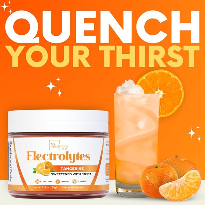 Zero Sugar - Tangerine Electrolytes Powder - Refreshing Hydration - Caffeine Free Energy with All Natural Ingredients - Vegan, Keto & Paleo - Sugar Free Electrolytes Hydration Drink Mix - 30 Servings