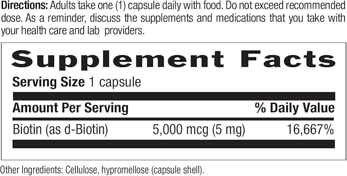 Country Life - Biotin High Potency, 5 mg - 60 Vegan Capsules