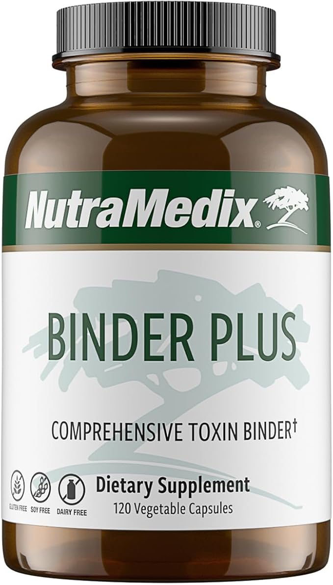 NutraMedix Binder Plus - Comprehensive Toxin Binder & Body Detoxifier - Prebiotic Antioxidant Support + Inulin, Bentonite, Aloe Vera, Activated Charcoal, Fulvic Minerals & Chitosan (120 Capsules)