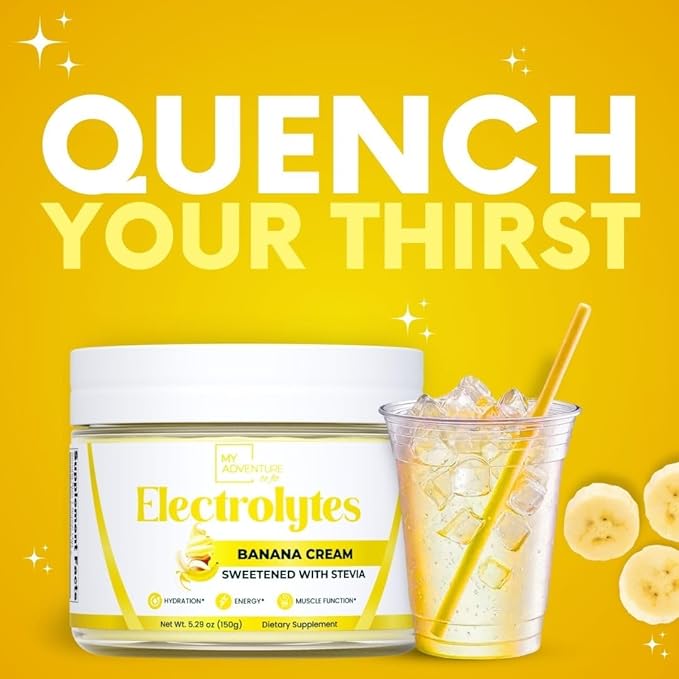 Zero Sugar - Banana Cream Electrolytes Powder - Refreshing Hydration - Caffeine Free Energy with All Natural Ingredients - Vegan, Keto & Paleo - Sugar Free Electrolytes Powder Drink Mix - 37 Servings