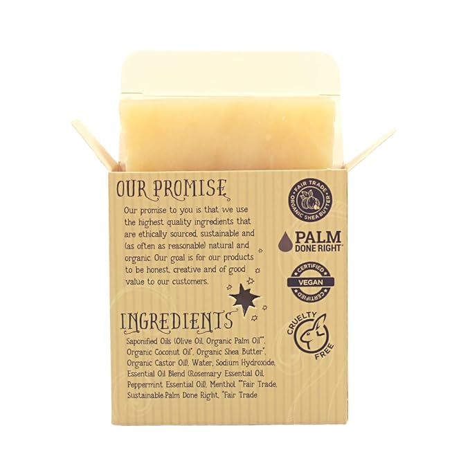 Varina Organic Rosemary Peppermint Bar Soap - Gentle Cleansing for Sensitive Skin, Herbal and Mint - 3 Pack