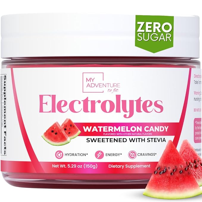 Zero Sugar - Watermelon Candy Electrolytes Powder - Refreshing Hydration - Caffeine Free Energy with All Natural Ingredients - Vegan, Keto and Paleo - Sugar Free Electrolytes Drink Mix - 30 Servings