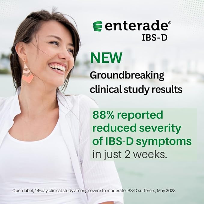 enterade IBS-D Powder Packets for IBS Relief of Symptoms from Irritable Bowel Syndrome with Diarrhea (IBS-D), Mixed Berry, 30 Single-Serving Powder Packets