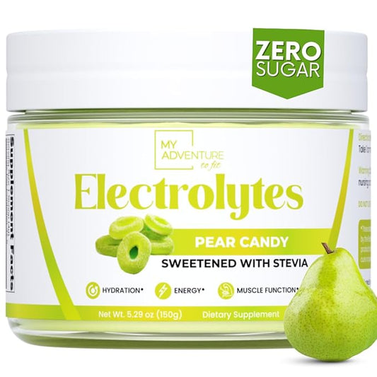 Zero Sugar - Pear Candy Electrolytes Powder - Extremely Refreshing Hydration - Caffeine Free Energy with All Natural Ingredients - Vegan, Keto, Paleo - Sugar Free Electrolytes Drink Mix - 30 Servings