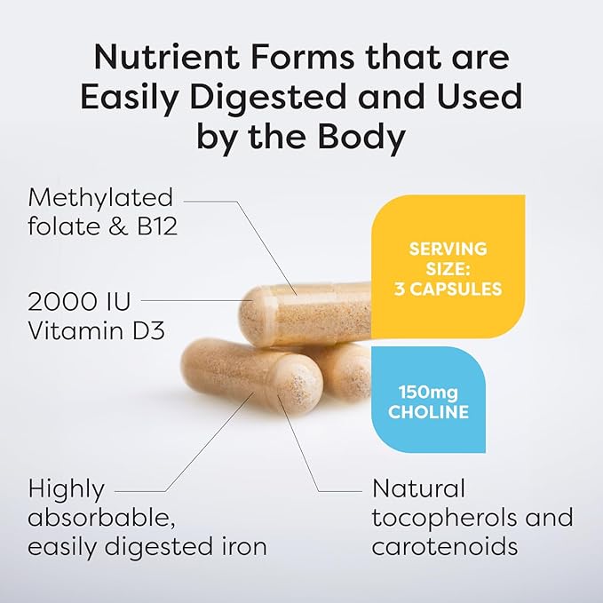 SFI Health Klaire Labs Prenatal & Nursing Multivitamin - Postnatal & Prenatal Vitamins for Women with Iron - Complete Nutritional Support During Preconception, Pregnancy & Breastfeeding (90 Capsules)