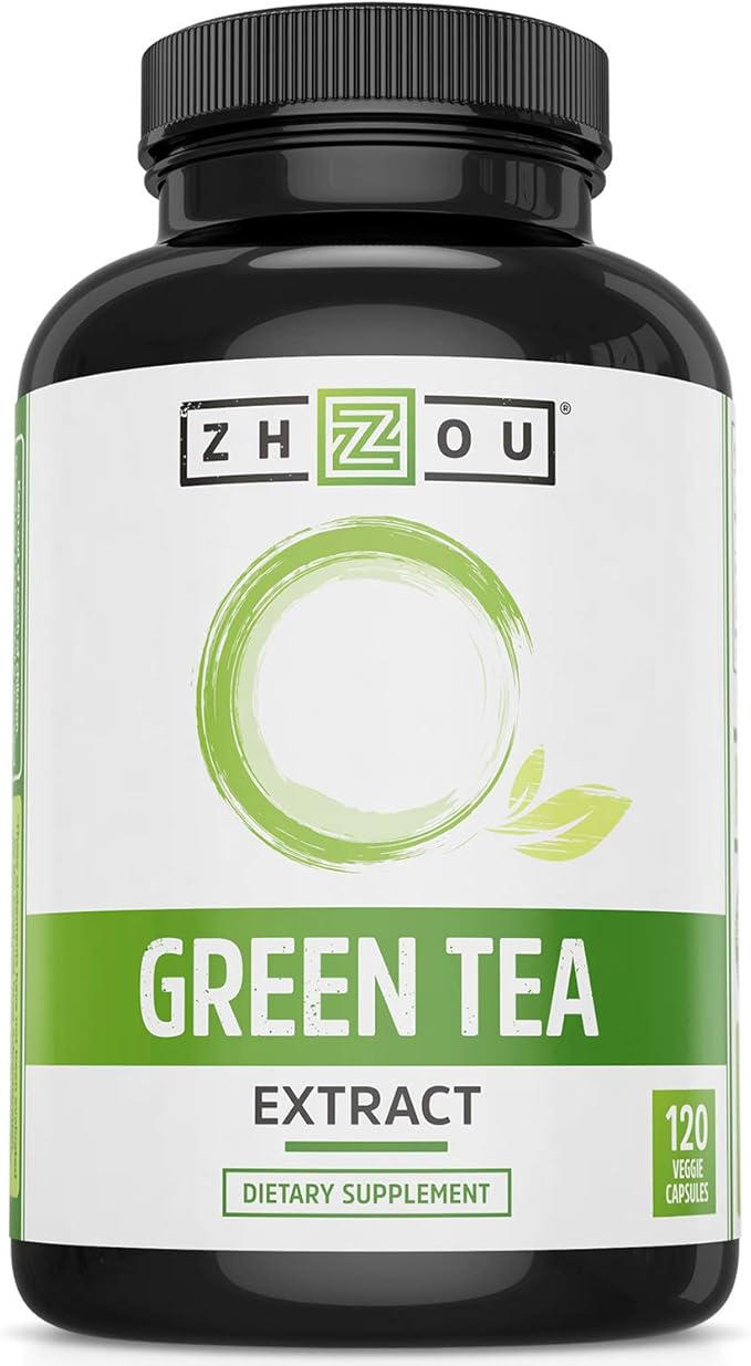 Zhou Nutrition Green Tea Extract Supplement - Green Tea & ECGC for Women & Men, Clean Caffeine Energy, Antioxidant Support, 500mg Per Serving - 120 Vegan Friendly Capsules