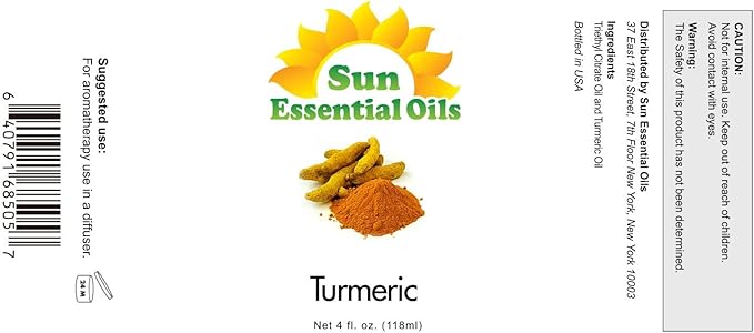 Sun Essential Oils Turmeric Essential Oil - Pure Aromatherapy Oil for Diffuser & Massage - 4 Fluid Ounces