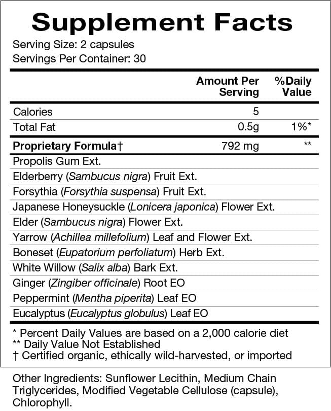 Natura Health Products Flew Away Supplement - Immune System Support & Seasonal Defense - Featuring Ginger, Elderberry, Propolis and Eucalyptus (60 Capsules)