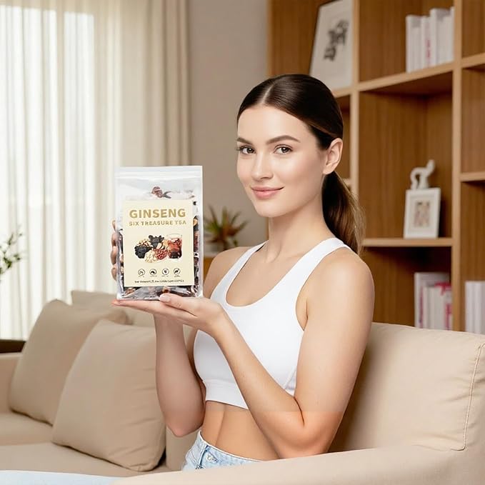 Ginseng Six Treasures Kidney Tea - Traditional Chinese Herbal Tea with Ingredients, Six Precious Herbs Formula (25 Tea Bags)