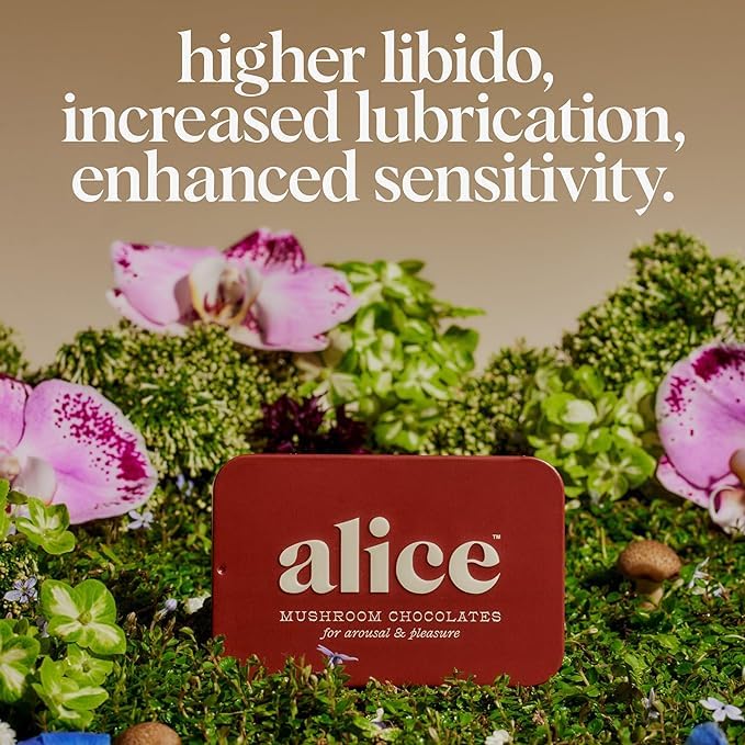 Alice Mushrooms Happy Ending 2-Pack | Sensual Mushroom Chocolates | Improves Mood, Performance, Vitality, Energy and Engagement | Cordyceps, Ashwaganda, Cayenne, Cinnamon