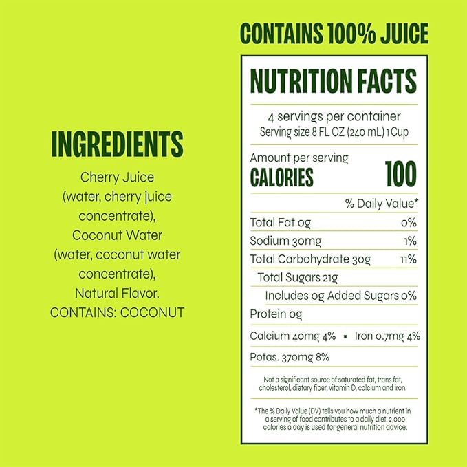 Revl Fruits™ 100% Juice, No Added Sugar, Tart Cherry, 32 fl oz. Carton (Pack of 6)