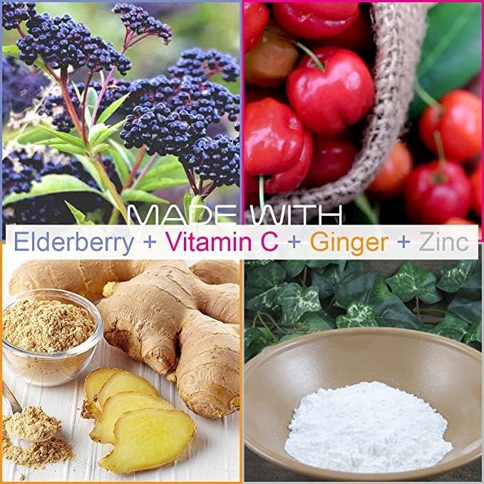 (3 Pack) Smarter Elderberry Capsules + Vitamin C + Ginger & Zinc, Herbal Supplement, Powerful Black Elder Berry Extract Antioxidant Vitamin, 180 Vegan Pills