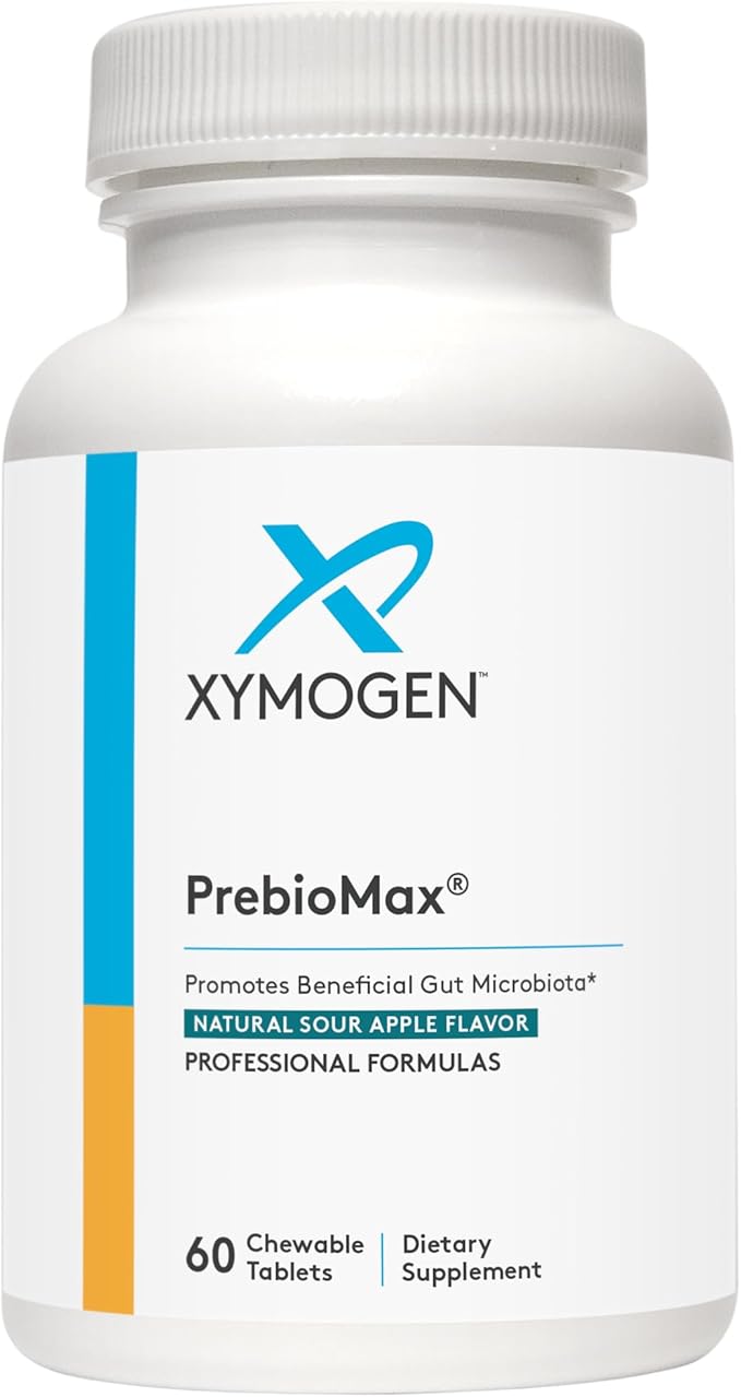XYMOGEN PrebioMax Prebiotic Fiber Supplement - Xylooligosaccharides (XOS) to Help Maintain Digestive Health + Support Healthy Microbial Activity in The GI Tract - Sour Apple (60 Chewable Tablets)