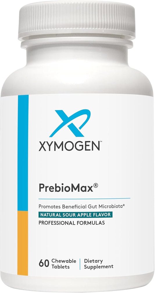 XYMOGEN PrebioMax Prebiotic Fiber Supplement - Xylooligosaccharides (XOS) to Help Maintain Digestive Health + Support Healthy Microbial Activity in The GI Tract - Sour Apple (60 Chewable Tablets)