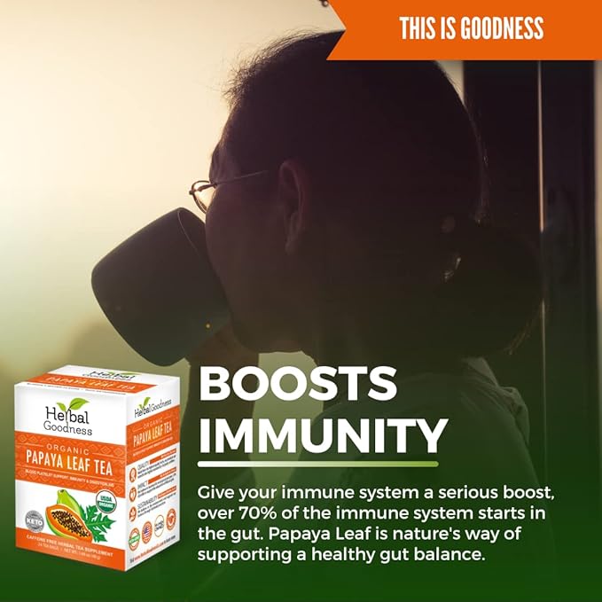 100% Organic Papaya Leaf Tea 24 Teabags Organic - Case of 6/24 Teabags