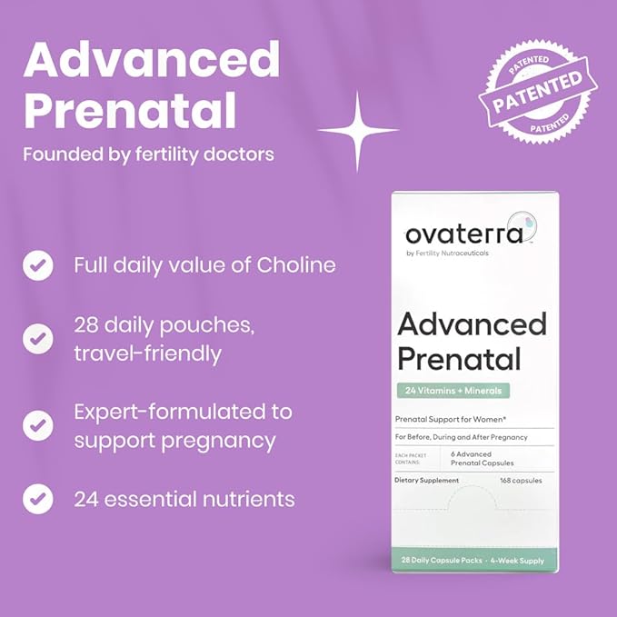 Advanced Prenatal Vitamins for Women with 550mg Choline, Methylfolate, Chelated Iron & 24 Nutrients, Best Prenatal Vitamins for Women, Prenatals with Methylfolate – 28 Daily Packs