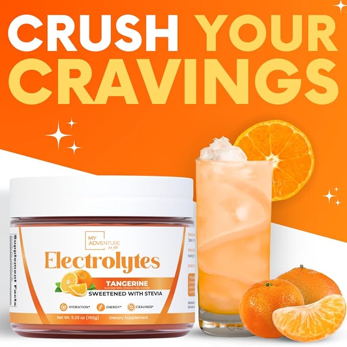 Zero Sugar - Tangerine Electrolytes Powder - Refreshing Hydration - Caffeine Free Energy with All Natural Ingredients - Vegan, Keto & Paleo - Sugar Free Electrolytes Hydration Drink Mix - 30 Servings