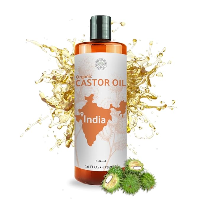 Organic Castor Oil Direct From India - Cold Pressed Castor Oil For Face - Hexane Free (16 oz)