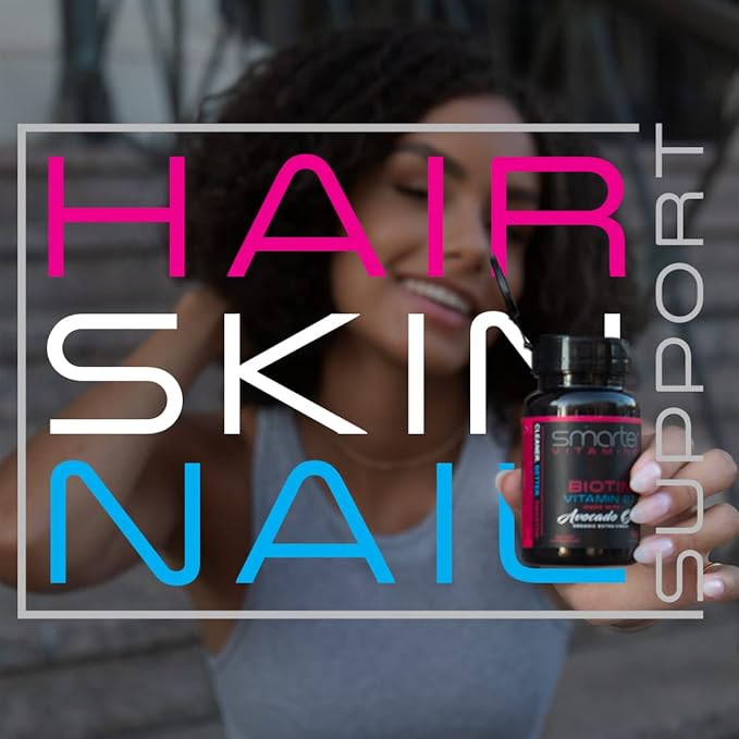Smarter Biotin 5000mcg in Avocado Oil, Vitamin B7, Hair, Skin & Nail Support, Non-GMO, 90 Mini Liquid Softgels, No Soy