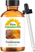 Sun Essential Oils – 4 oz Frankincense Essential Oil with Dropper for Diffuser, Skin, Face, Aromatherapy Massage, Humidifier, Warm & Resinous Scent for Candle, Lotion & Soap Making, Room Fragrance