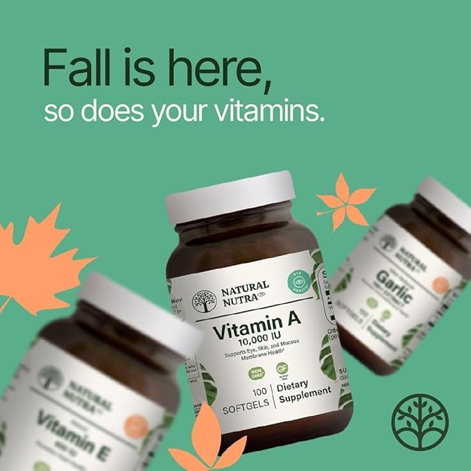 Natural Nutra Vitamin A 10,000 IU Softgels – High Potency Eye and Skin Vitamins – Gluten-Free Vitamin A Supplement for Sight & Skin Health – Fish Liver Oil for Men and Women, Gluten Free 100 Softgels