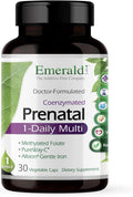 Emerald Labs Prenatal 1-Daily Multi - Prenatal Multivitamin with Methylated Folate, Iron, Whole-Food Blend & More - Soy-Free, Gluten-Free - 30 Vegetable Capsules