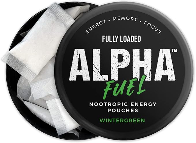 Fully Loaded Alpha Fuel Nootropic Pouches (Wintergreen Fuel) - Nootropic Energy Pouches with Caffeine, Alpha GPC, Tyrosine, Taurine, Guarana and More