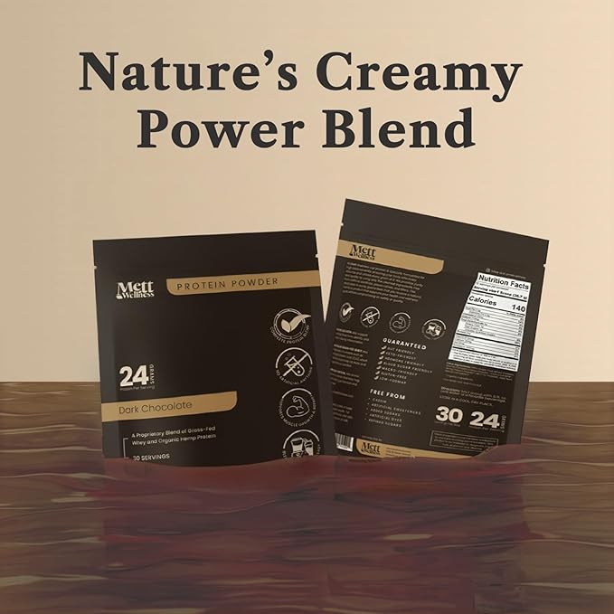 Dark Chocolate Grass-Fed Whey + Hemp Heart Protein Powder with Bovine Collagen | 24g Protein per Serving | Supports Digestion & Daily Wellness | 2.4 lbs (30 Servings)