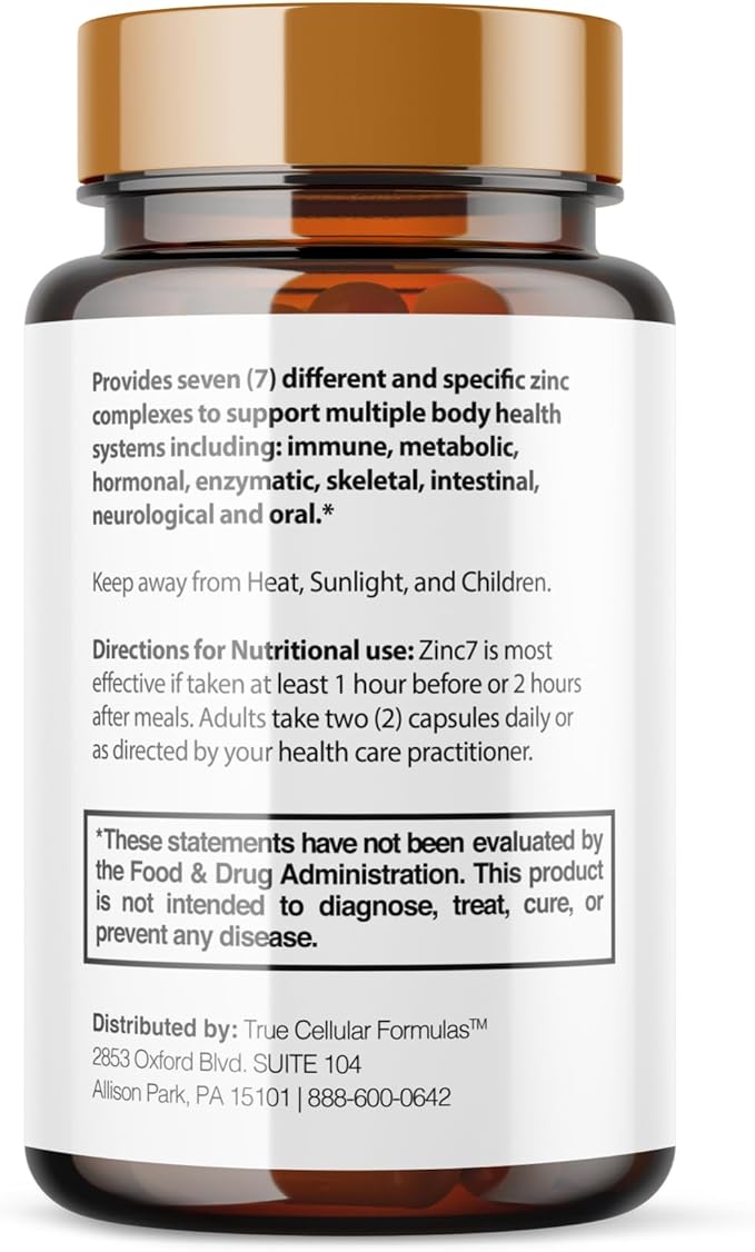 Zinc7 Daily Immune Support (50mg): Triple Action Zinc Complex for Deep Sleep, Mental Clarity & Strong Immunity | Natural Energy, Hormone & Metabolism Support | 60 Vegan Capsules