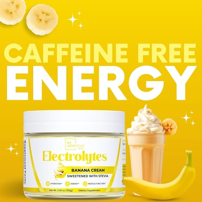 Zero Sugar - Banana Cream Electrolytes Powder - Refreshing Hydration - Caffeine Free Energy with All Natural Ingredients - Vegan, Keto & Paleo - Sugar Free Electrolytes Powder Drink Mix - 37 Servings