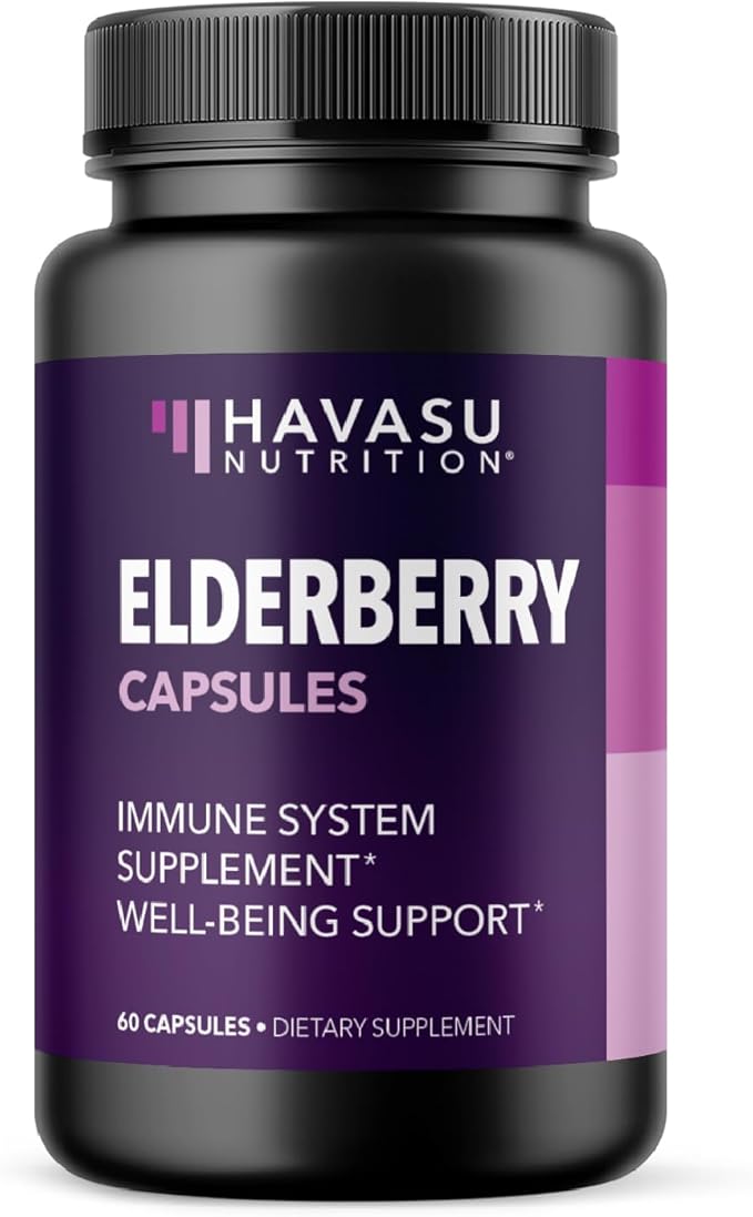 Sambucus Black Elderberry Capsules - Immune Support Supplement for Adults - 400mg of Extract Per Serving for Overall Wellness - Vegetarian-Friendly, Non-GMO, Unflavored - 60 Count, 2 Month Supply