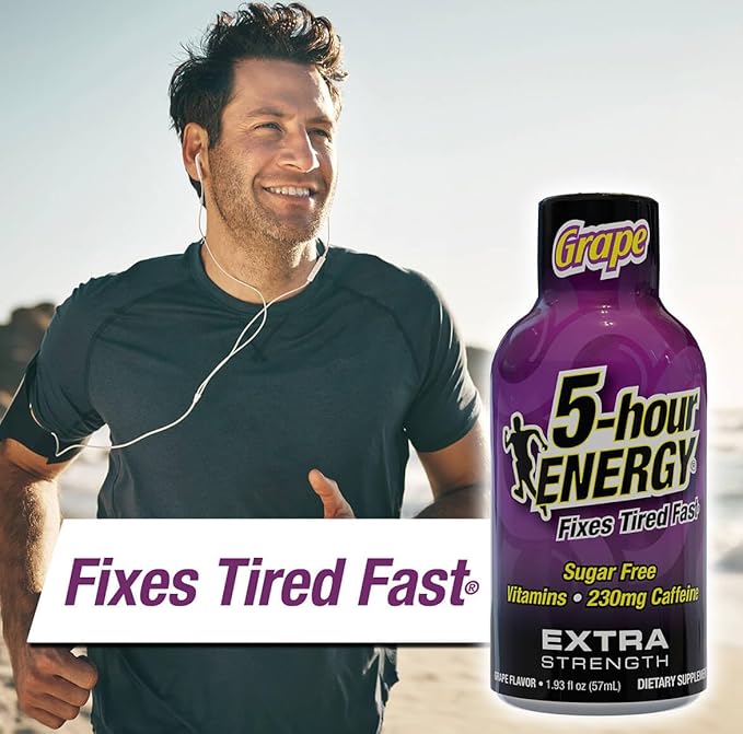 5-hour ENERGY Extra Strength Energy Shot, Grape Flavor, 30 Count, 1.93 oz., Zero Calories & Sugar-Free 230 mg Caffeinated Energy Shot, Amino Acids & B Vitamins, Dietary Supplements