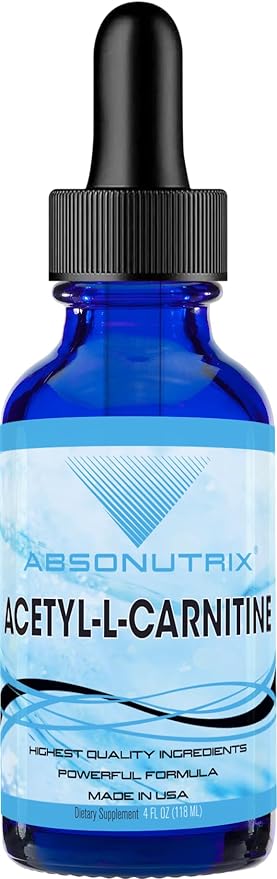 Absonutrix Acetyl L-Carnitine, 593mg per Serving, 200 Potent Servings, Quick Absorption Liquid Drops, Gluten-Free, Third-Party Tested, GMP-Certified, Non-GMO, Made in USA