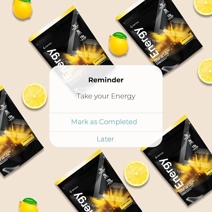 Energy | Natural Energy & Focus Supplement | with Carnosyn®, Ashwagandha, L-Arginine, Theobromine | Zero Sugar, 5 Calories, 120mg Caffeine | 15 Stick Packs for Mental & Physical Boost | Lemon