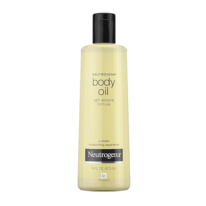 Neutrogena Body Oil Light Sesame Formula for Radiant Healthy-Looking Glow, Moisturizer for Dry Skin, Lightweight Non-Greasy Fast-Absorbing Bath and Massage Shower Oil, 16 Fl Oz Bottle Size