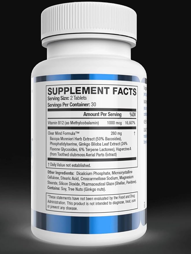 Youthful Brain 4 Bottle Bundle - Memory & Brain Health Support Supplement - Brain Booster Clarity with Bacopa Monnieri, Ginkgo Biloba, B12-120-Day Supply (240 Count)