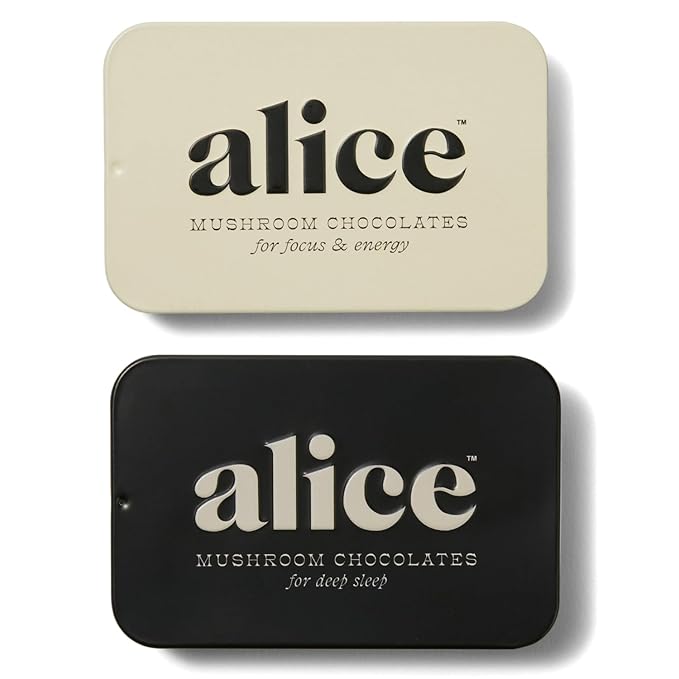 Alice Mushrooms Nightcap + Brainstorm Duo | Functional Mushroom Chocolates | Brainstorm Energy Bites for Focus, Clarity & Cognitive Function | Nightcap Supports Deep Sleep, Calm Mind, Stress Relief