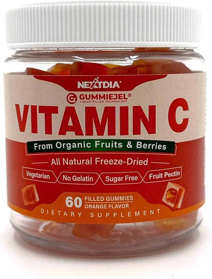 2 Pack - Organic Vitamin C Gummies 120mg for Adults, Sugar Free, Daily Immune Defense, Raw Antioxidant, 100% Whole Food Chewable Vitamin C Supplement from 1200mg Berries & Fruits for Collagen, Vegan