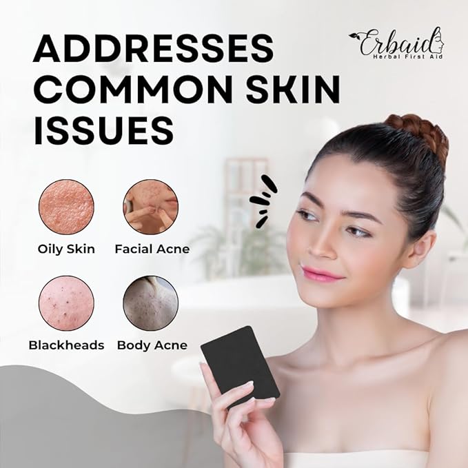 Charcoal Soap – Natural Activated Charcoal Black Soap Bar – Exfoliating Face & Body Wash for Dry, Sensitive, Oily Skin – Facial Cleanser with Bentonite Clay for Acne, Blackheads, & Scars, Made in USA