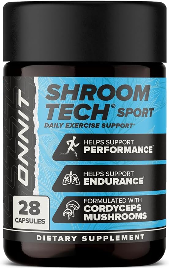 ONNIT Shroom Tech Sport Daily Exercise Support Capsules, Pre Workout Supplement with Cordyceps Mushrooms, Caffeine-Free Dietary Supplement for Daily Energy Support, 28 Count