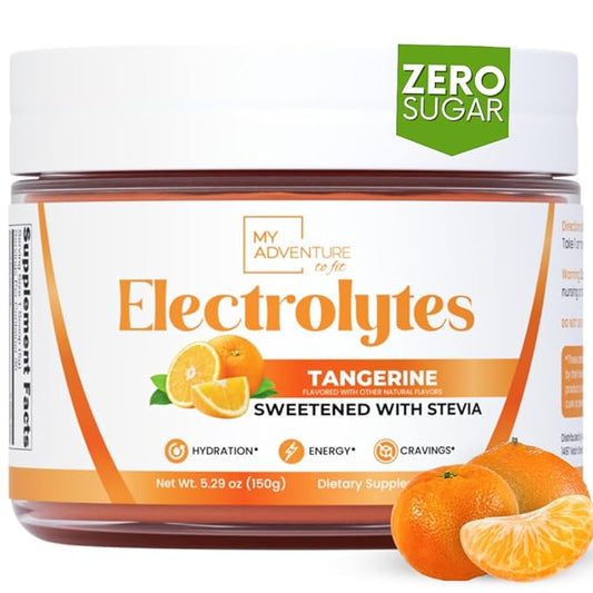 Zero Sugar - Tangerine Electrolytes Powder - Refreshing Hydration - Caffeine Free Energy with All Natural Ingredients - Vegan, Keto & Paleo - Sugar Free Electrolytes Hydration Drink Mix - 30 Servings