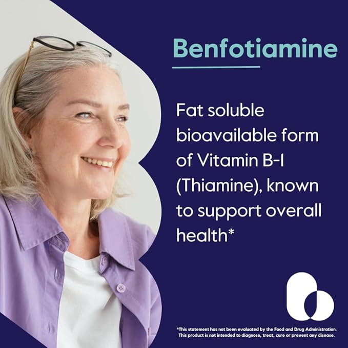 Benfotiamine 300mg (60 Vegetarian Capsules) No Stearates - No Silicon Dioxide - Vegan - Non GMO - Gluten Free