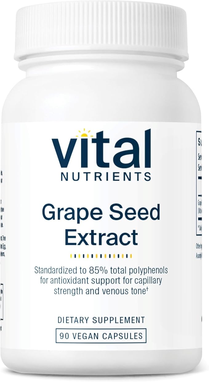 Vital Nutrients Grape Seed Extract 100mg | Potent Antioxidant and Support for Circulation, Capillary, and Vein Health | Gluten, Dairy, Soy Free | Non-GMO | 90 Capsules