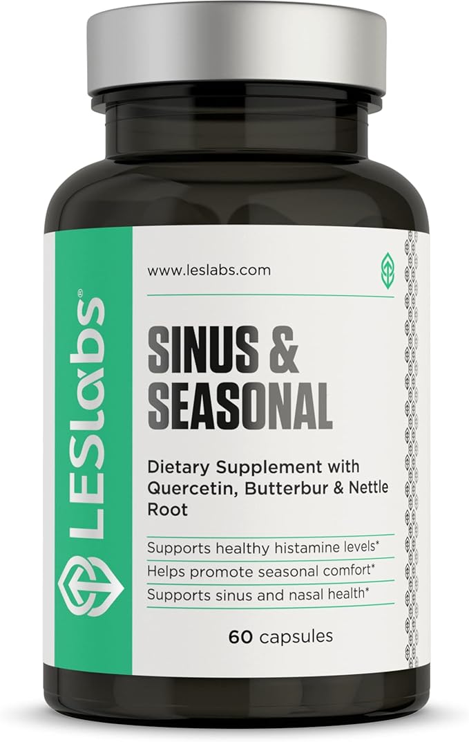 LES Labs Sinus & Seasonal – Sinus Relief, Nasal Health, Balanced Histamine Response, Clear Lungs & Respiratory Health – Butterbur, Quercetin, Nettle Root & Bromelain – Non-GMO Supplement – 60 Capsules